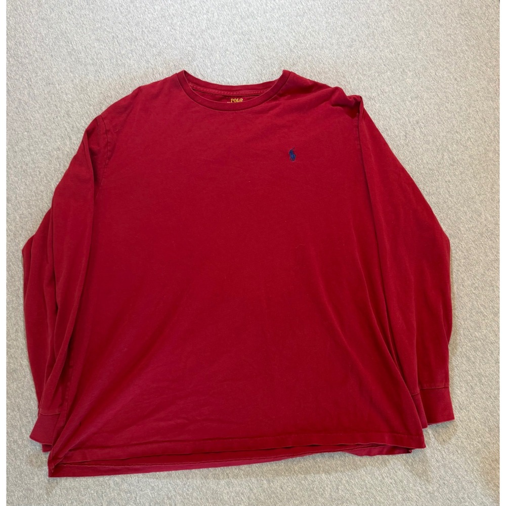 Polo Ralph Lauren Mens XL Long Sleeve T-Shirt Red Classic Fit Cotton Pony Logo